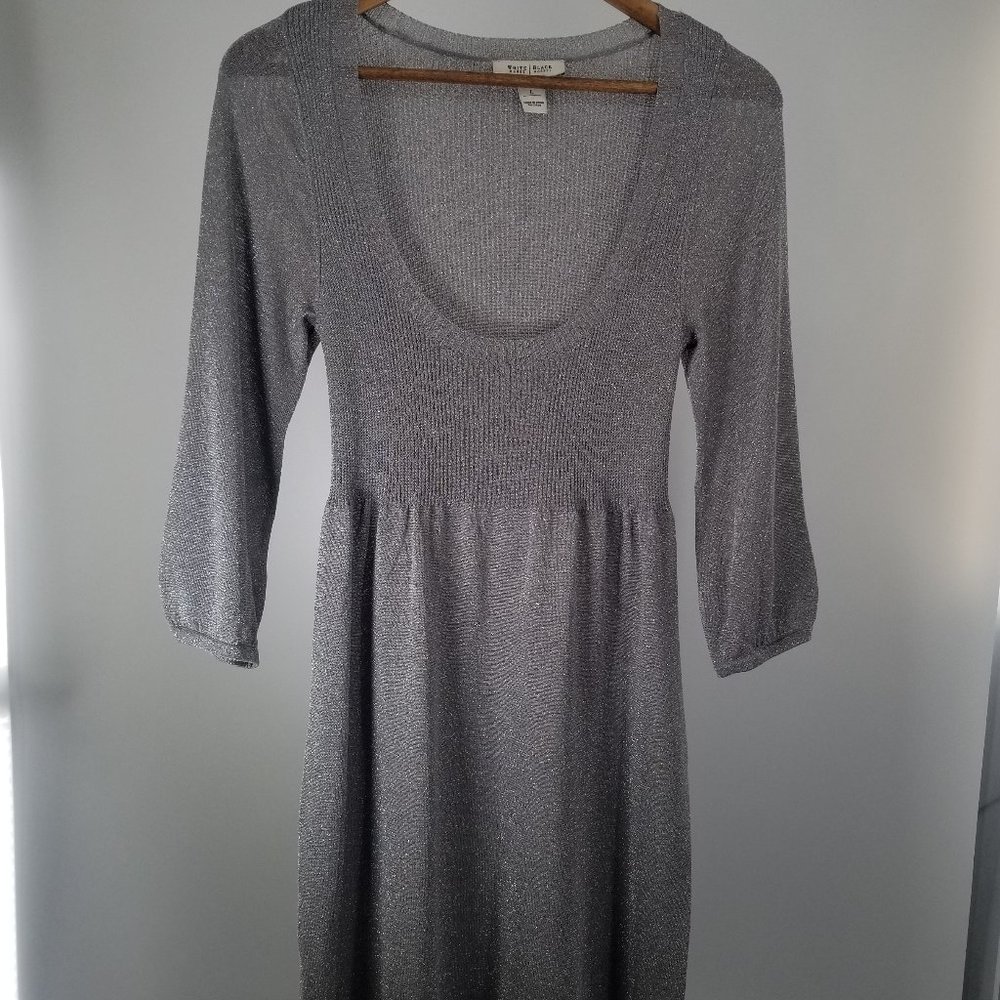 WHBM Gray/Silver Knit Dress sz L
